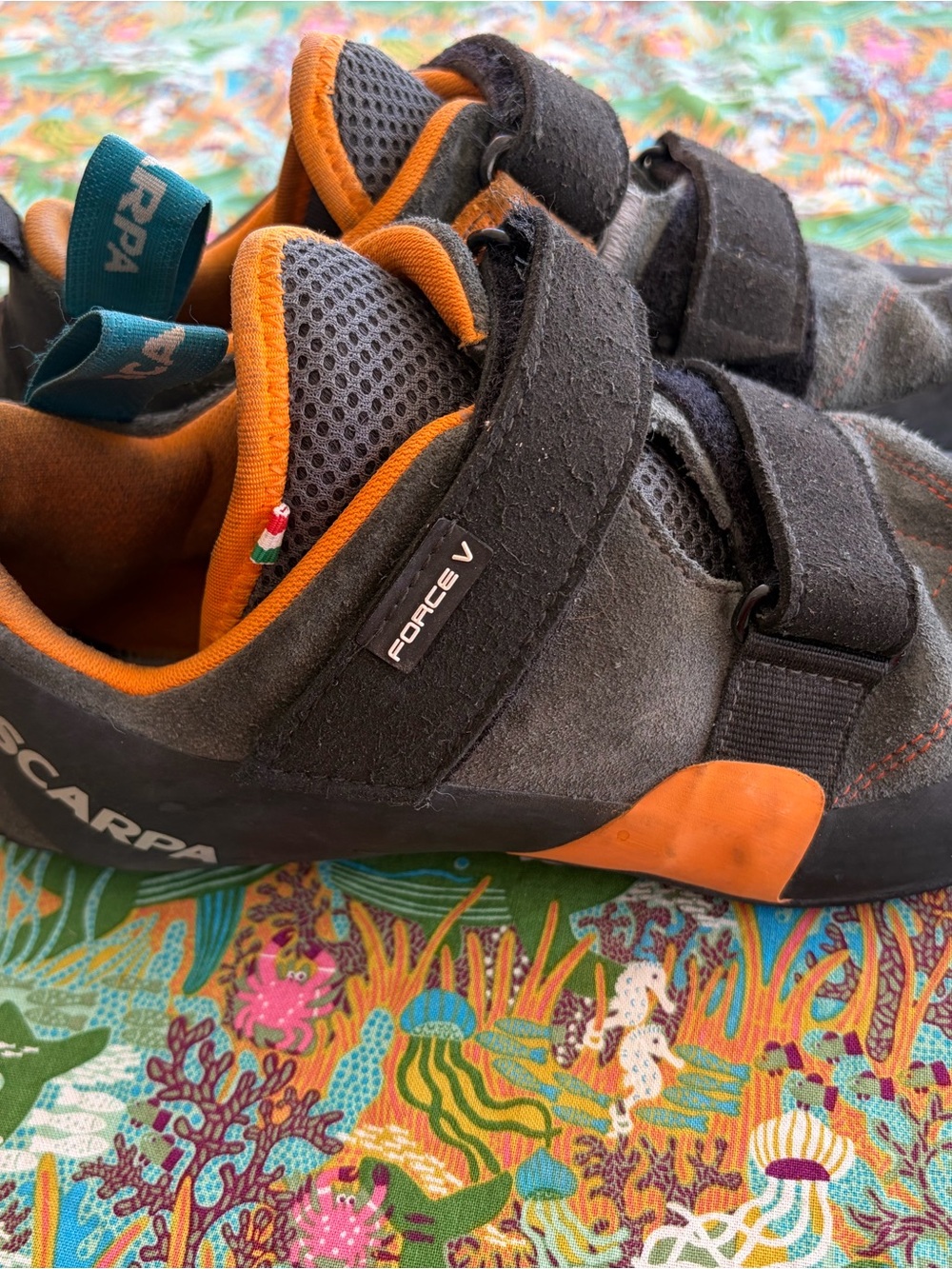 SCARPA Force V Climbing Shoes Gray Orange Size EU 41 US M 8 W 9